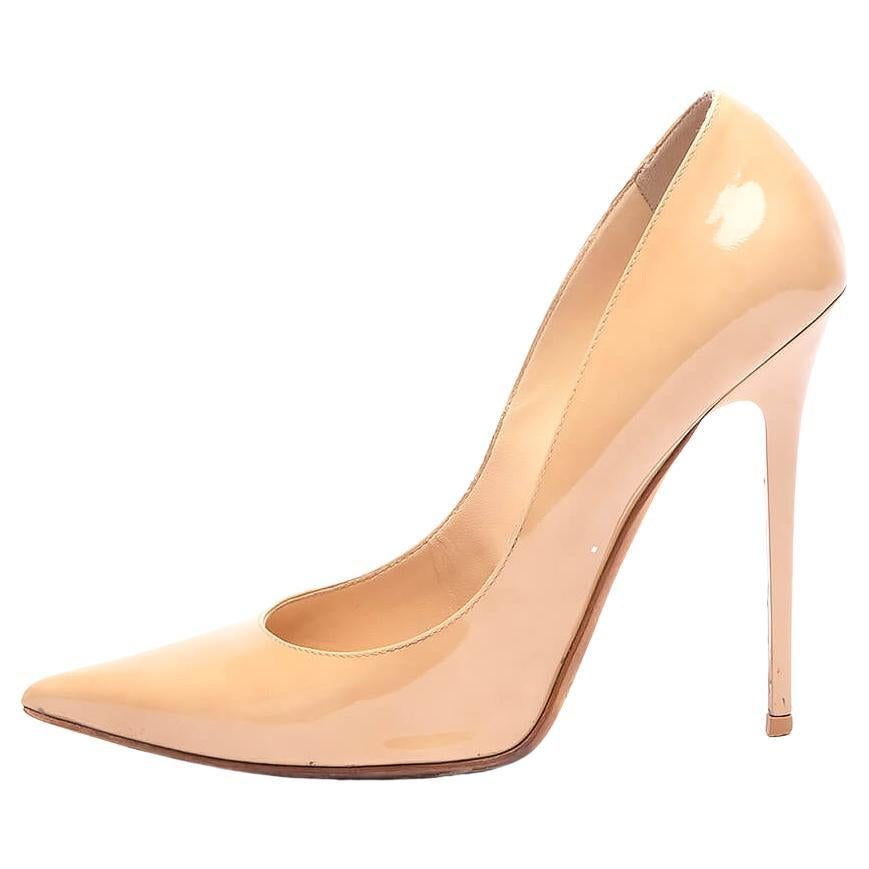 Pre-Loved Jimmy Choo Women's Pointed Pumps Beige Patent Leather