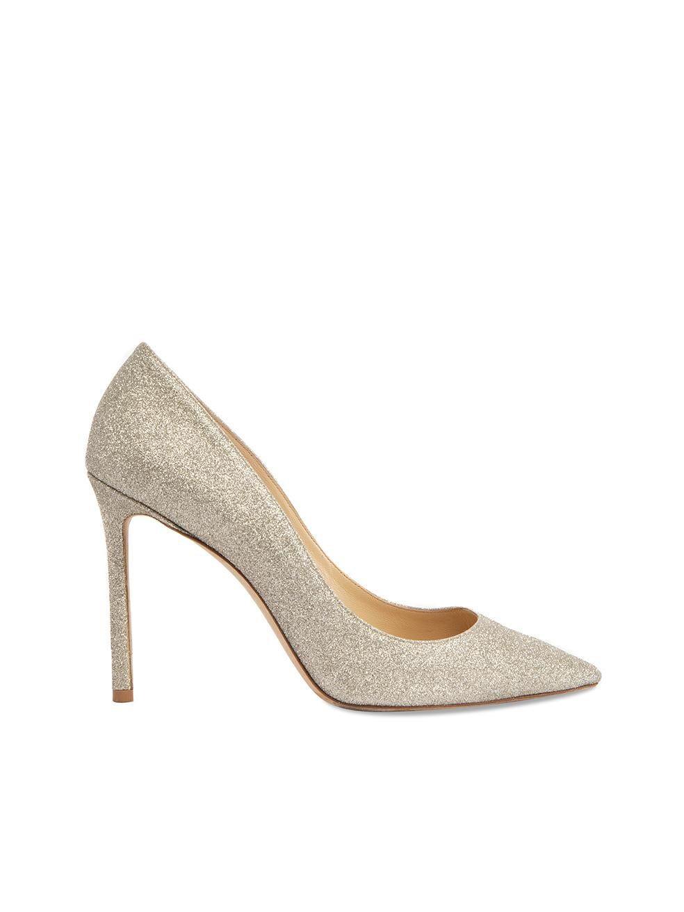 Pre-Loved Jimmy Choo Women's Silver Glitter Pointed Toe Pumps 2