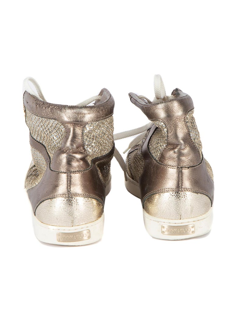 PreLoved Jimmy Choo Women's Silver Glitter Sneakers For Sale at 1stDibs