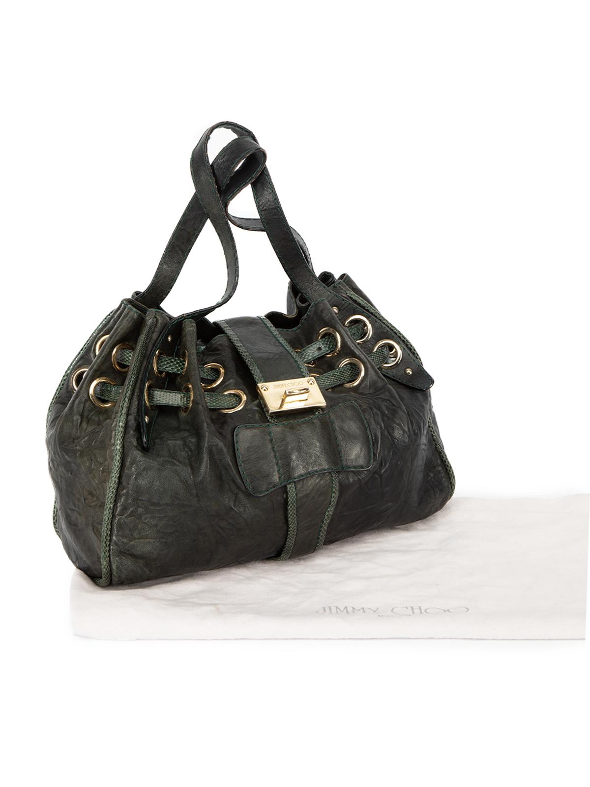 Pre-Loved Jimmy Choo Women's Vintage Dark Green Leather Ramona Shoulder Bag 1