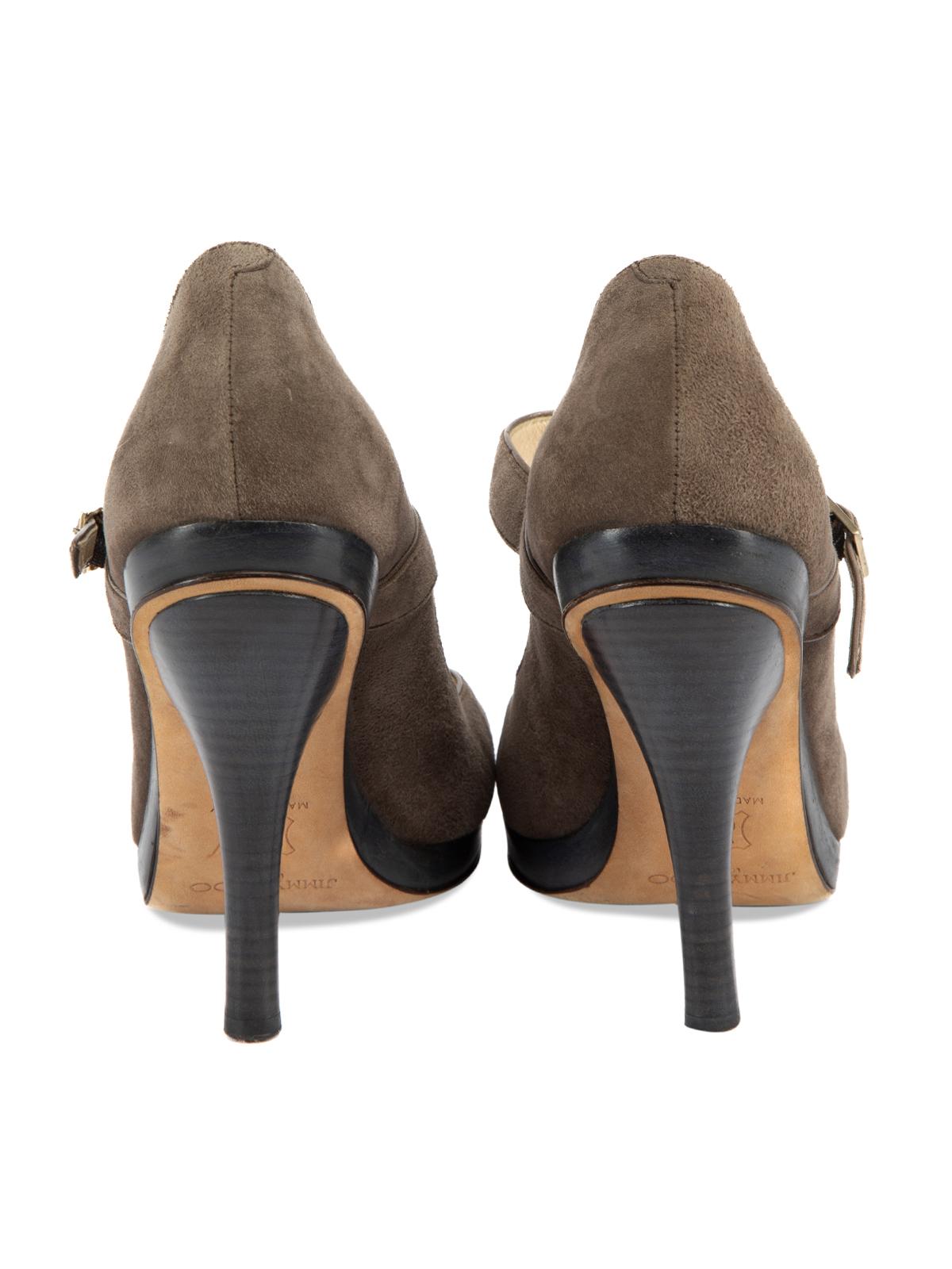 Pre-Loved Jimmy Choo Women's Vintage Grey Suede Mary Jane Pumps In Excellent Condition In London, GB