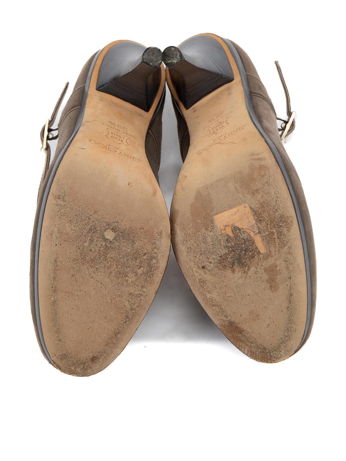 Pre-Loved Jimmy Choo Women's Vintage Grey Suede Mary Jane Pumps 1