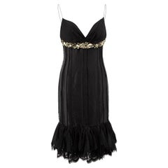 Pre-Loved J.Mendel Women''s Black Embellished Accent Sleeveless Dress (robe sans manches avec ornements)