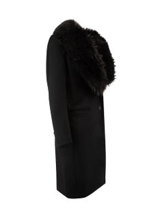 Pre-Loved Joseph Women's Black Racoon Fur Collar Wool Coat