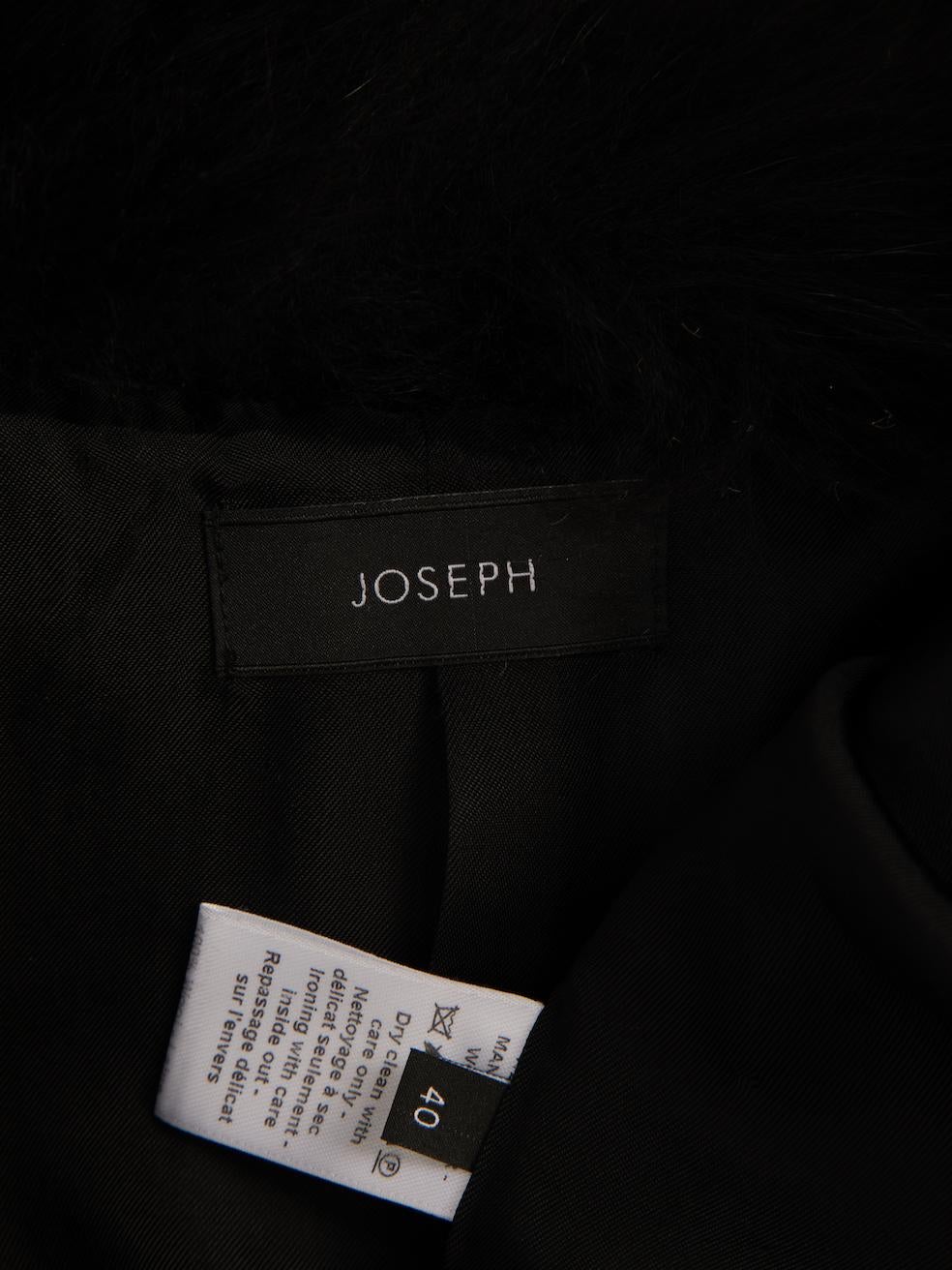 Pre-Loved Joseph Women's Black Racoon Fur Collar Wool Coat 1