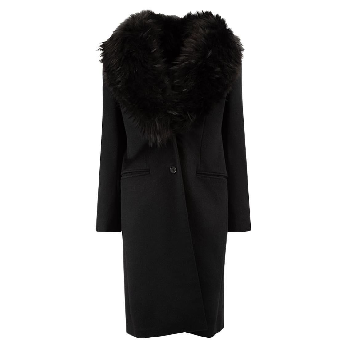 Pre-Loved Joseph Women's Black Racoon Fur Collar Wool Coat