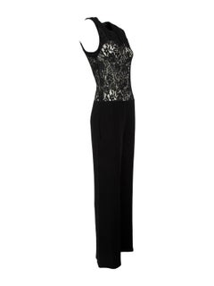Pre-Loved Joseph Women's Black Sleeveless Jumpsuit with Lace Overlay Bust