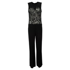 Pre-Loved Joseph Women's Black Sleeveless Jumpsuit with Lace Overlay Bust