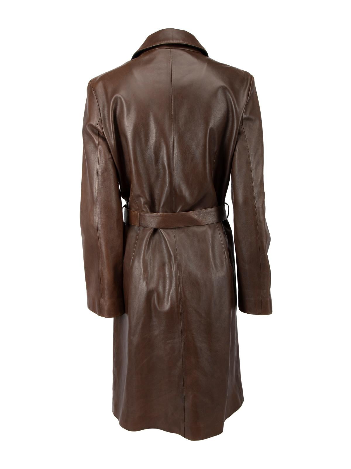 Pre-Loved Joseph Women's Brown Leather Belted Trench Coat In Excellent Condition In London, GB