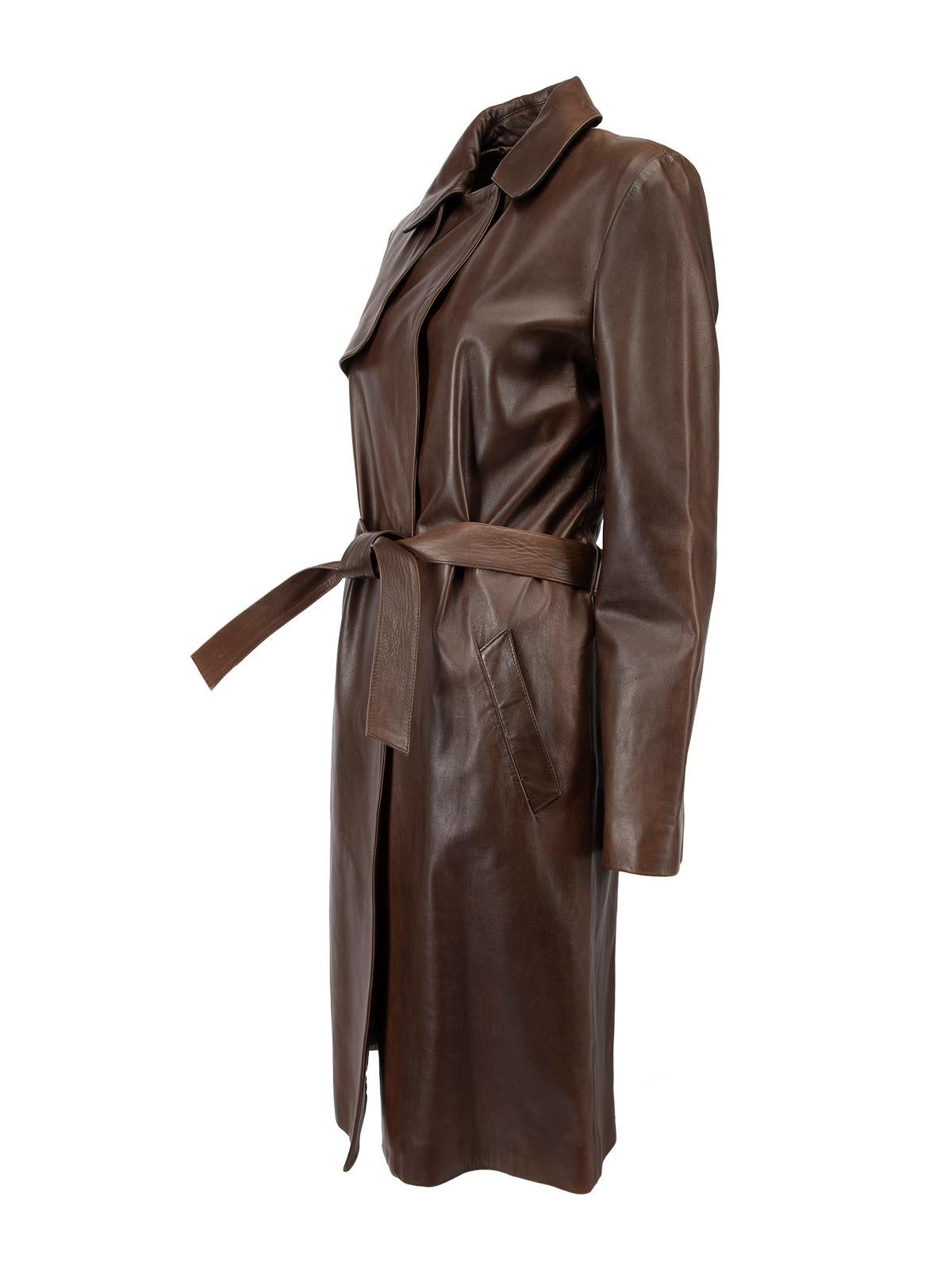 Pre-Loved Joseph Women's Brown Leather Belted Trench Coat 1