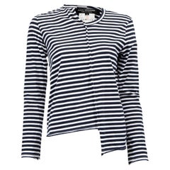 Pre-Loved Junya Watanabe Damen''s Marineblaues gestreiftes langärmeliges asymmetrisches Oberteil