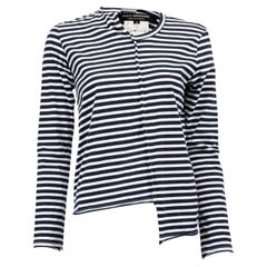 Used Pre-Loved Junya Watanabe Women's Navy Striped Long Sleeve Asymmetric Top