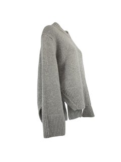 Pre-Loved Khaite Women's Grey Cashmere Knit Sweater with Back Hem Split