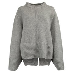 Pre-Loved Khaite Women's Grey Cashmere Knit Sweater with Back Hem Split