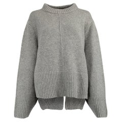 Pre-Loved Khait Damenpullover aus grauem Kaschmirstrick mit geteiltem Rückensaum