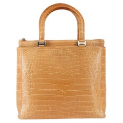 Pre-Loved KWANPEN Women's Camel Crocodile Tote Bag