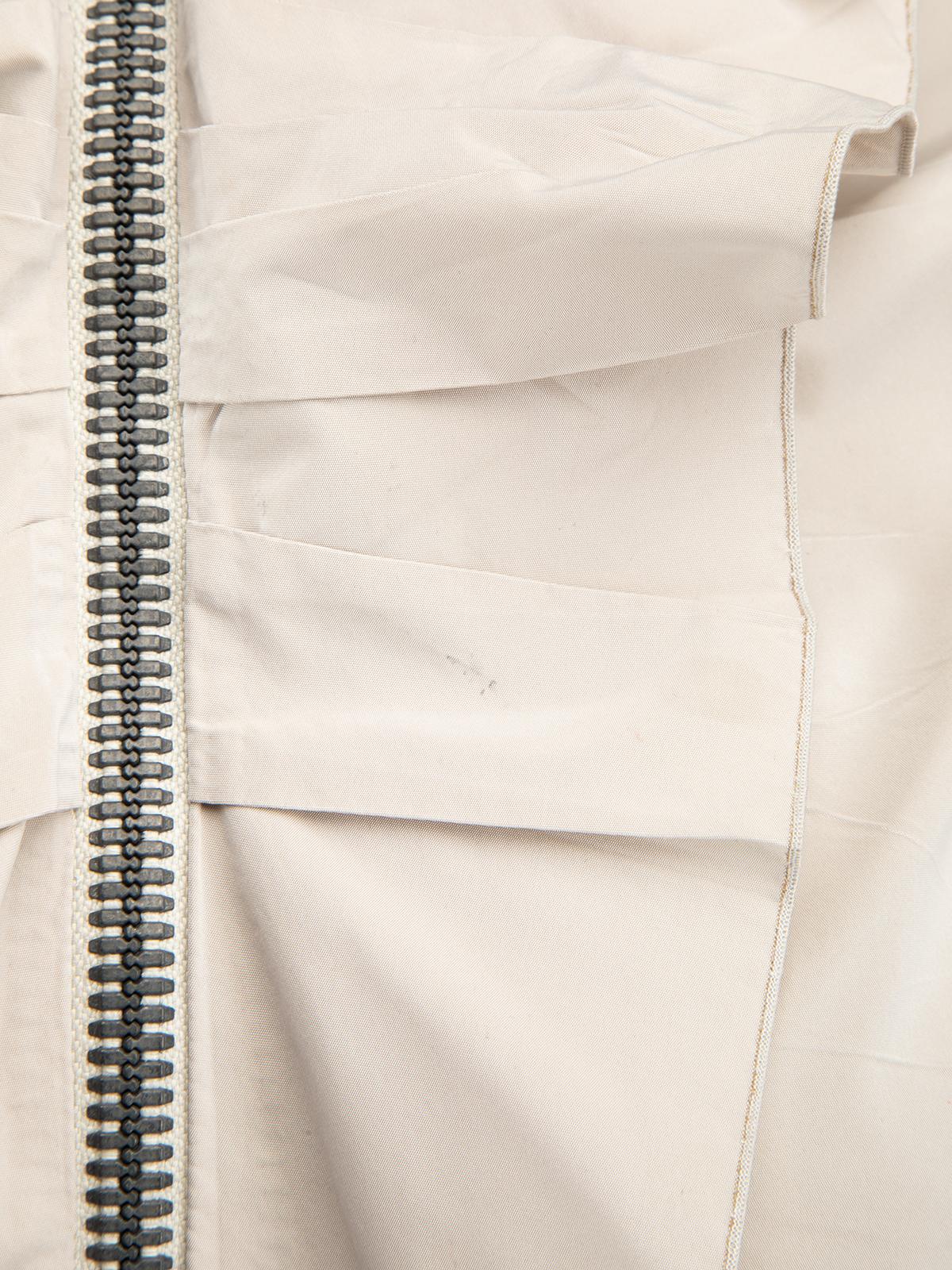 Pre-Loved Lanvin Women's Beige Zip Up Long Sleeve Shirt with Ruffle Trim 2