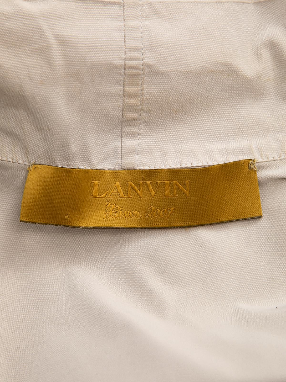 Pre-Loved Lanvin Women's Beige Zip Up Long Sleeve Shirt with Ruffle Trim 3