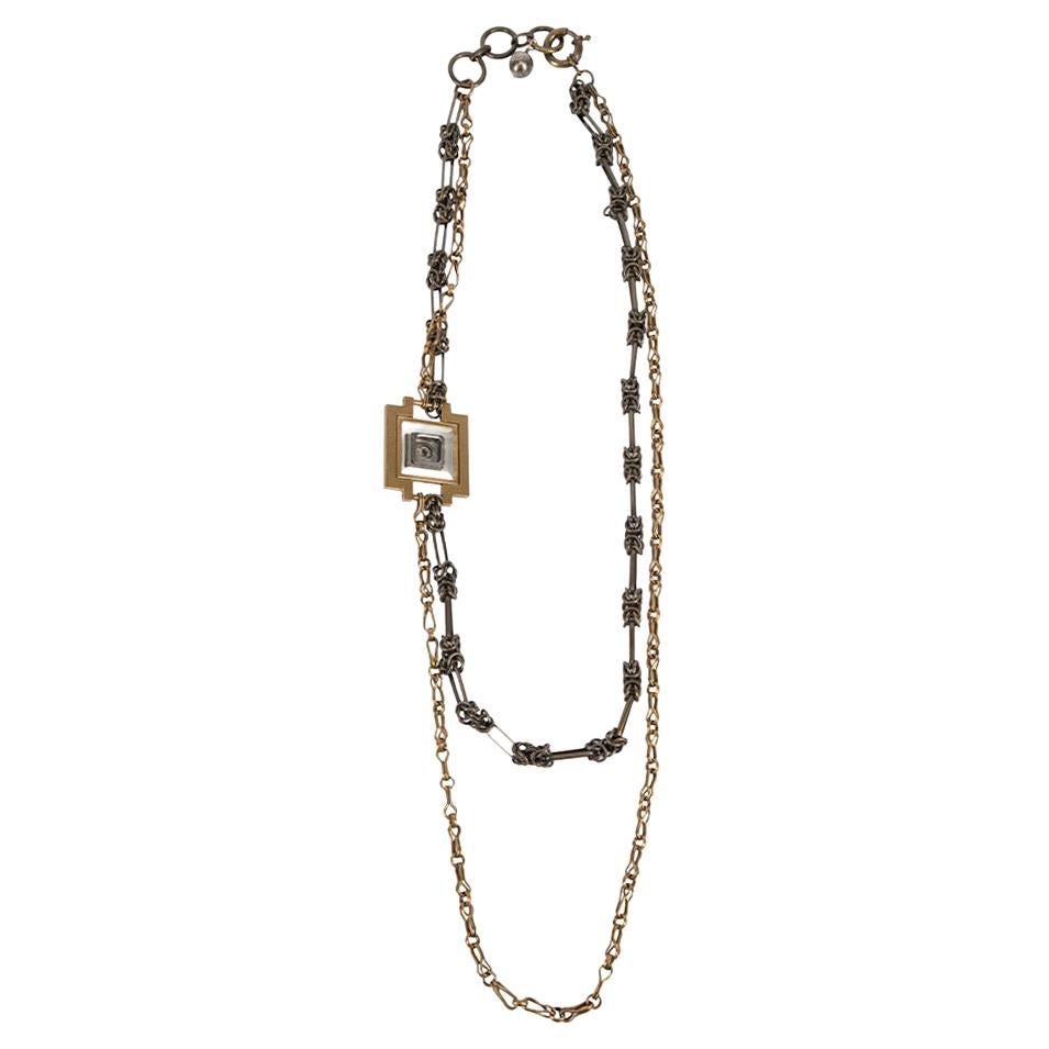 Pre-Loved Lanvin Women's Bronze Chain Pendant Necklace For Sale at 1stDibs