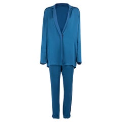 Pre-Loved Lanvin Women's Cobalt Blue Blouse and Elasticated Trouser Set