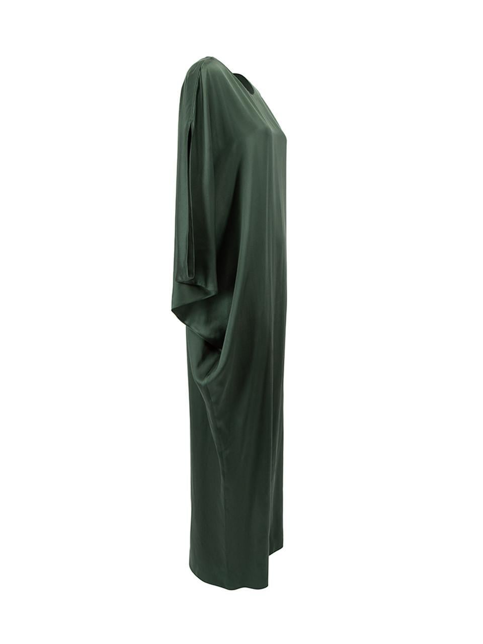 CONDITION is Very good. Hardly any visible wear to dress is evident on this used Lanvin designer resale item. Details Forest green Silk Loose fit Round neck Asymmetric design 1x Single bat wing sleeve Midi length Made in France Composition 100% Silk
