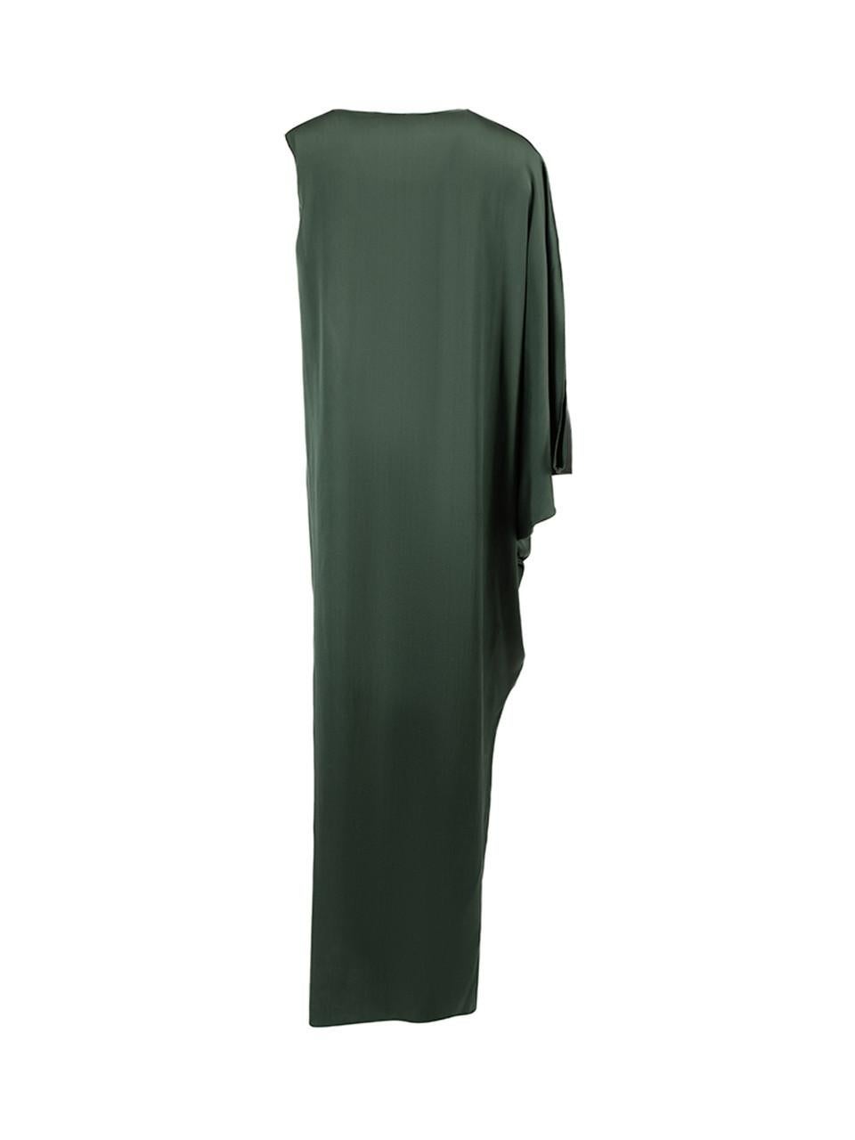 Pre-Loved Lanvin Women's Green Silk Asymmetric One Sleeve Dress In Excellent Condition In London, GB