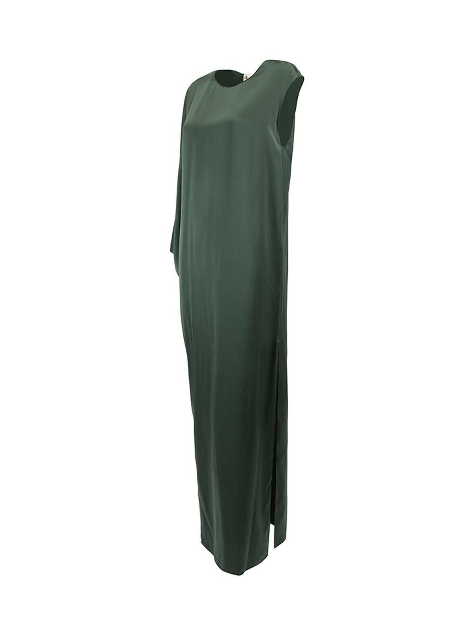 Pre-Loved Lanvin Women's Green Silk Asymmetric One Sleeve Dress 1