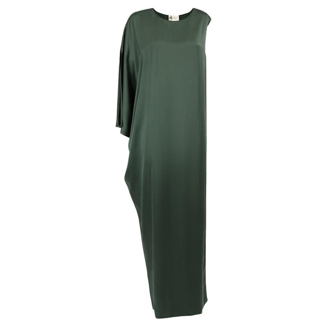 Pre-Loved Lanvin Women's Green Silk Asymmetric One Sleeve Dress