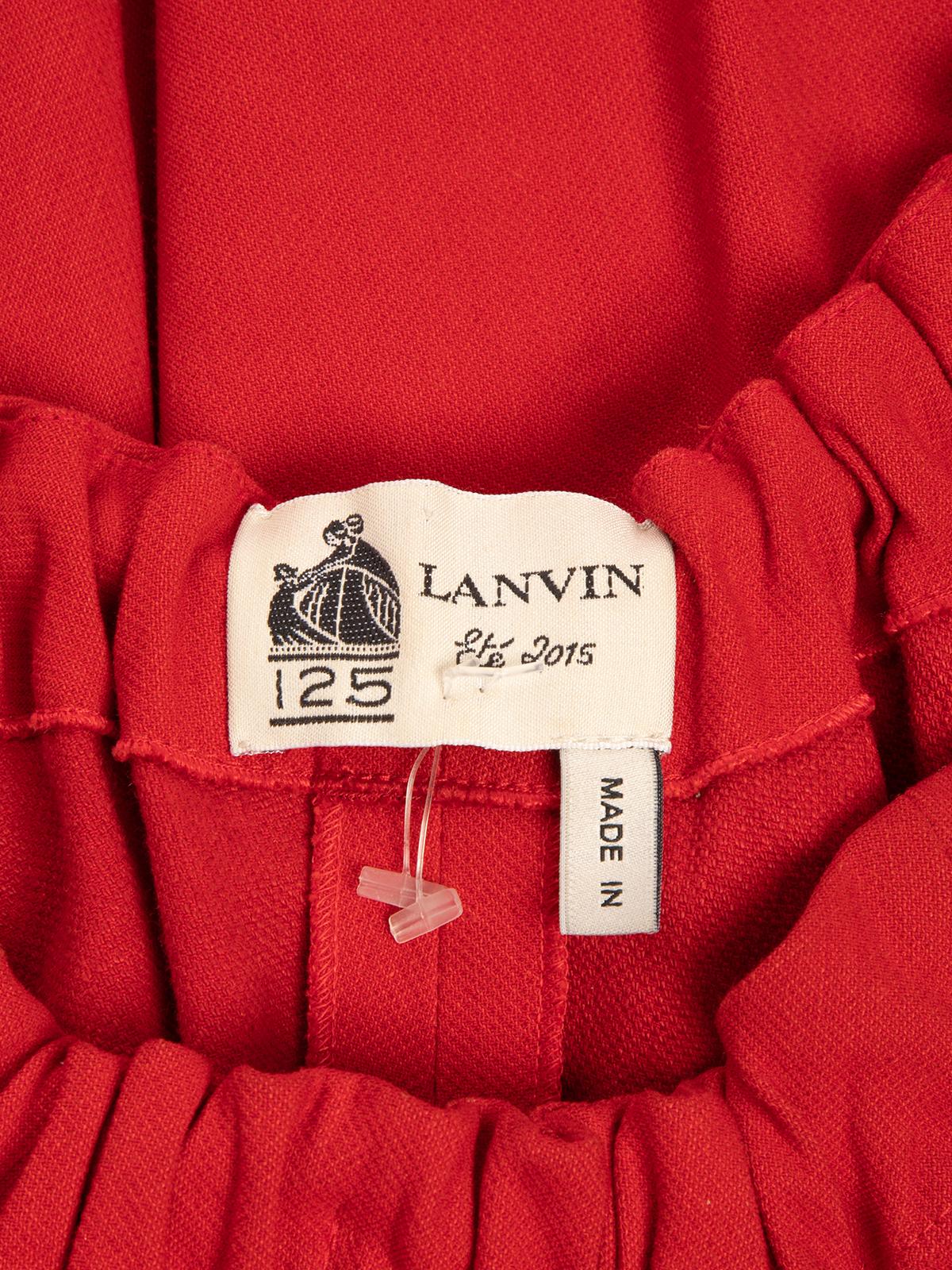 Red Pre-Loved Lanvin Women's Linen Ruffled Off Shoulder Dress