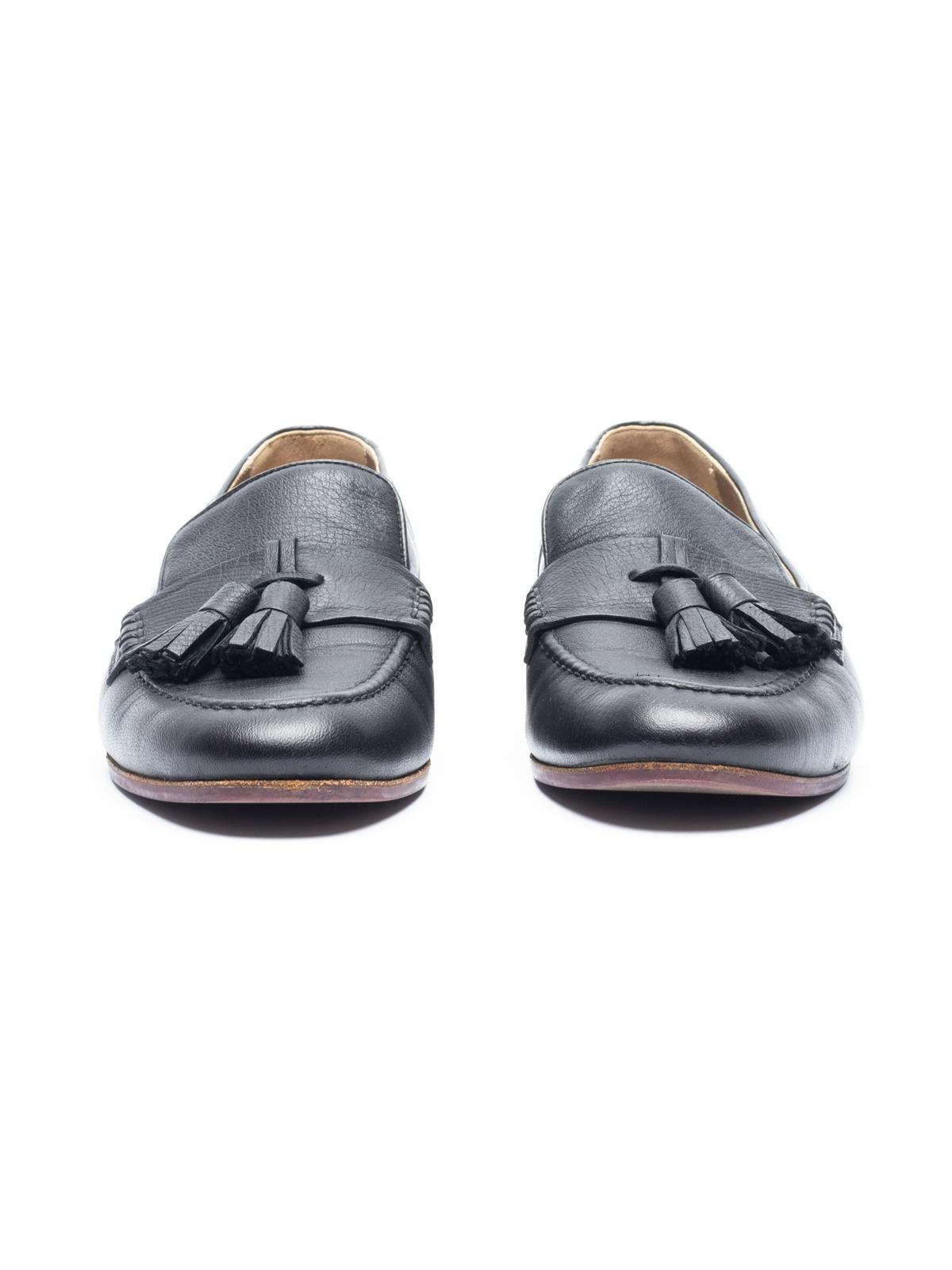 Gray Pre-Loved Lanvin Women's Navy Leather Mocassin Tassel Loafers