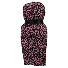 Pre-Loved Lanvin Women's Pink Silk Leopard Print Strapless Mini Dress