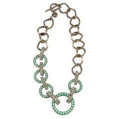 Pré-aimé Lanvin - Collier pour femme avec perles turquoises et demi-cercle orné de bijoux