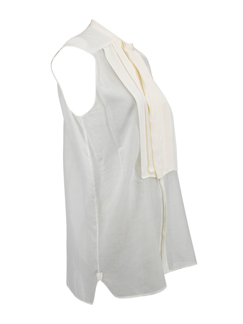 CONDITION is Very good. Minimal wear to blouse is evident. Minimal wear to the pleated detail on this used Lanvin designer resale item. Details White Cotton Silk Blouse Pleat detail Loose fit Sleeveless Round neck Made in Italy Composition 70%