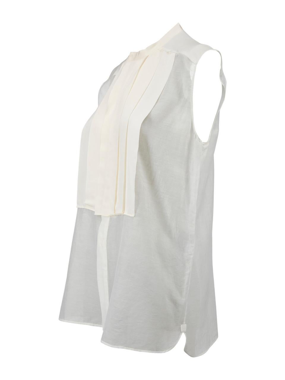 Pre-Loved Lanvin Women's White Sleeveless Button Up Blouse 1