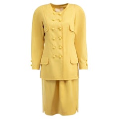 Pre-Loved Le Dix Balenciaga Women's Vintage Yellow Jacket and Skirt Set