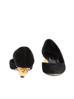 Pre-Loved Loewe Women's Black Suede Walnut Kitten Heels