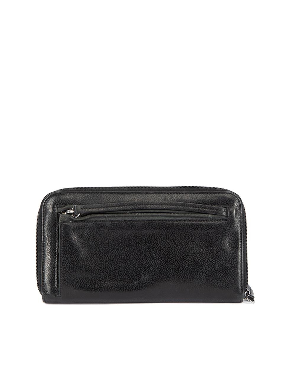 Pre-Loved Longchamp Women's Black Continental Embroidered Wallet In Good Condition In London, GB