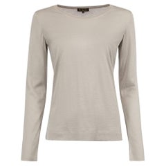 Used Pre-Loved Loro Piana Women's Grey Long Sleeve Cashmere Blend Top
