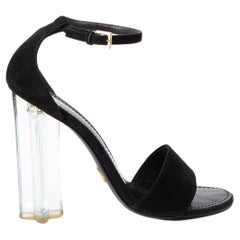 Pre-Loved Louis Vuitton Women's Black Open Toe Suede Perspex Heels