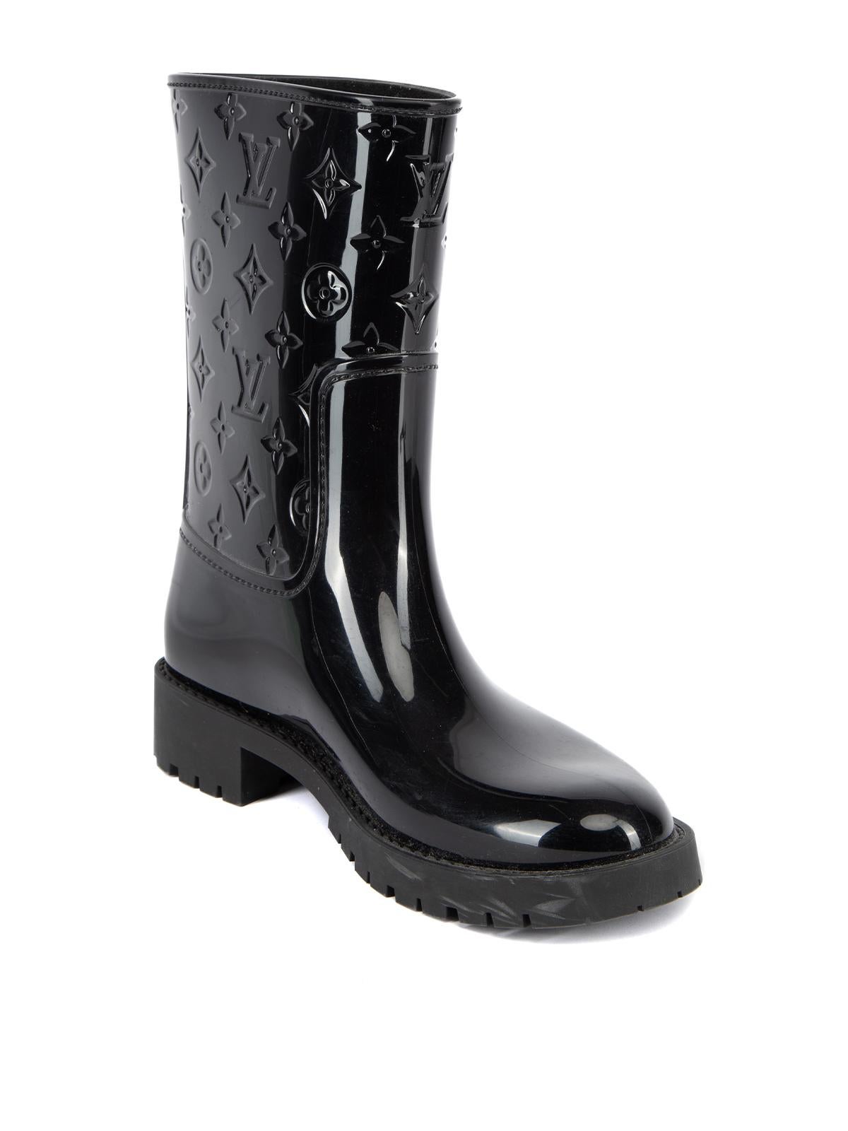 Louis Vuitton Embossed Monogram Drops High Rain Boots