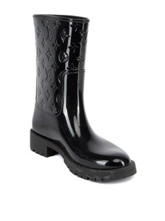 Pre-Loved Louis Vuitton Women's Black Rubber Drops Flat Half Rain Boots