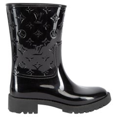 Louis Vuitton - Bottes de pluie plates et plates en caoutchouc noir pour femmes