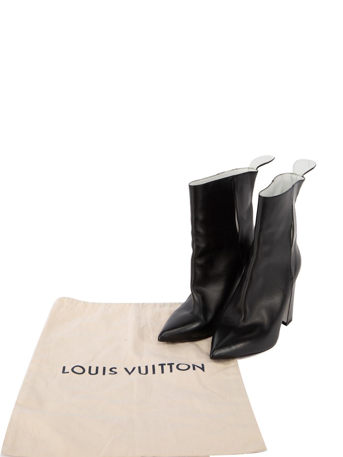 Pre-Loved Louis Vuitton Women's Leather Pointed Ankle Boots with Branded  1