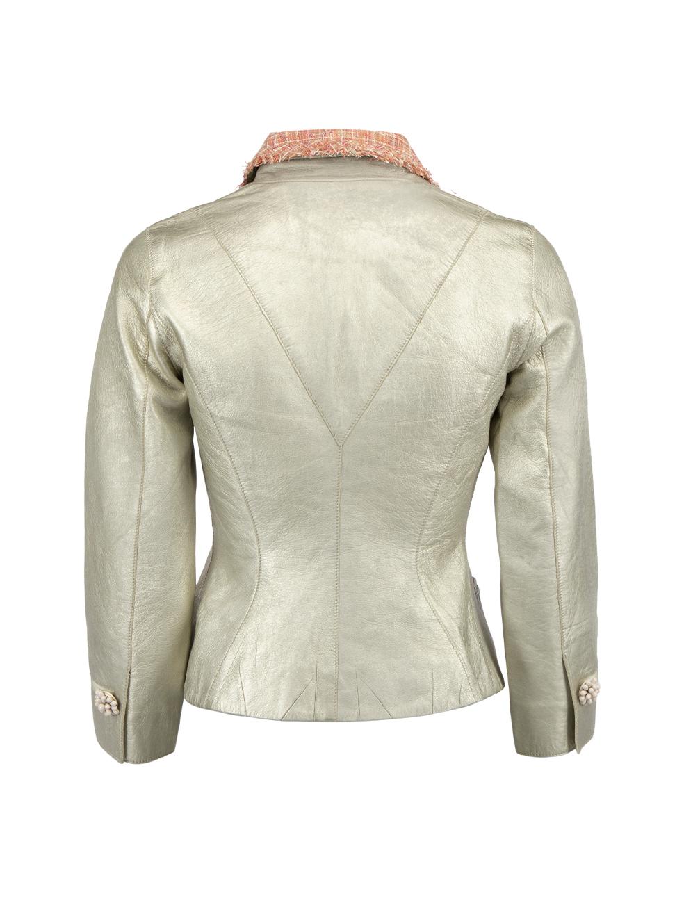 Pre-Loved Louis Vuitton Women's Metallic Blue Leather Cropped Fitted Jacket In Excellent Condition In London, GB