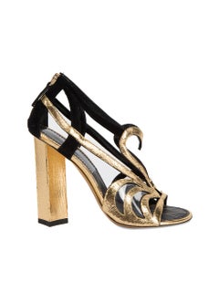 Pre-Loved Louis Vuitton Women's Metallic Gold Strappy Heeled Sandals