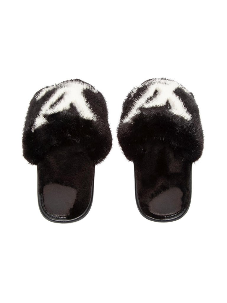 vuitton mink fur slippers