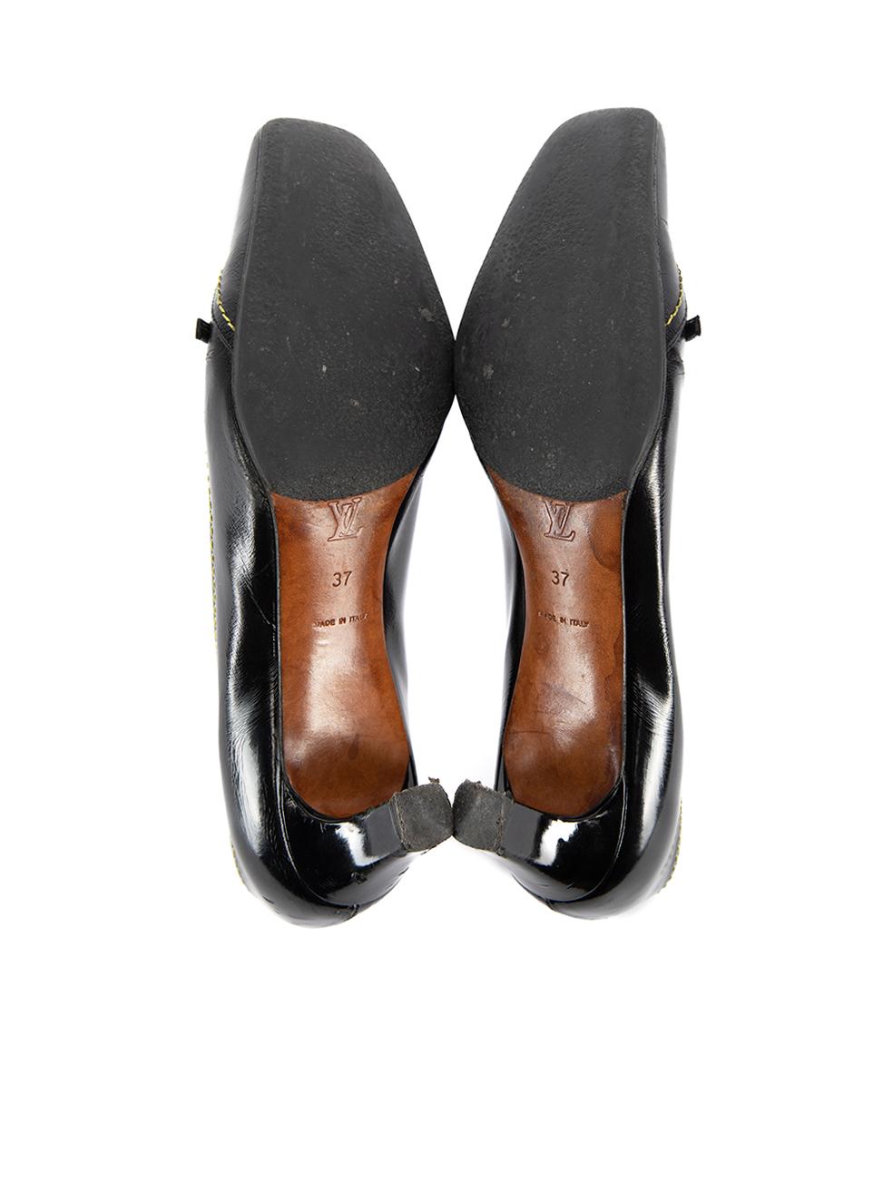Pre-Loved Louis Vuitton Women's Vintage Black Leather Contrast Stitch Pumps In Excellent Condition In London, GB