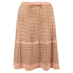 Pre-Loved M Missoni Women's Pink & Brown Pleated Knee Length Skirt