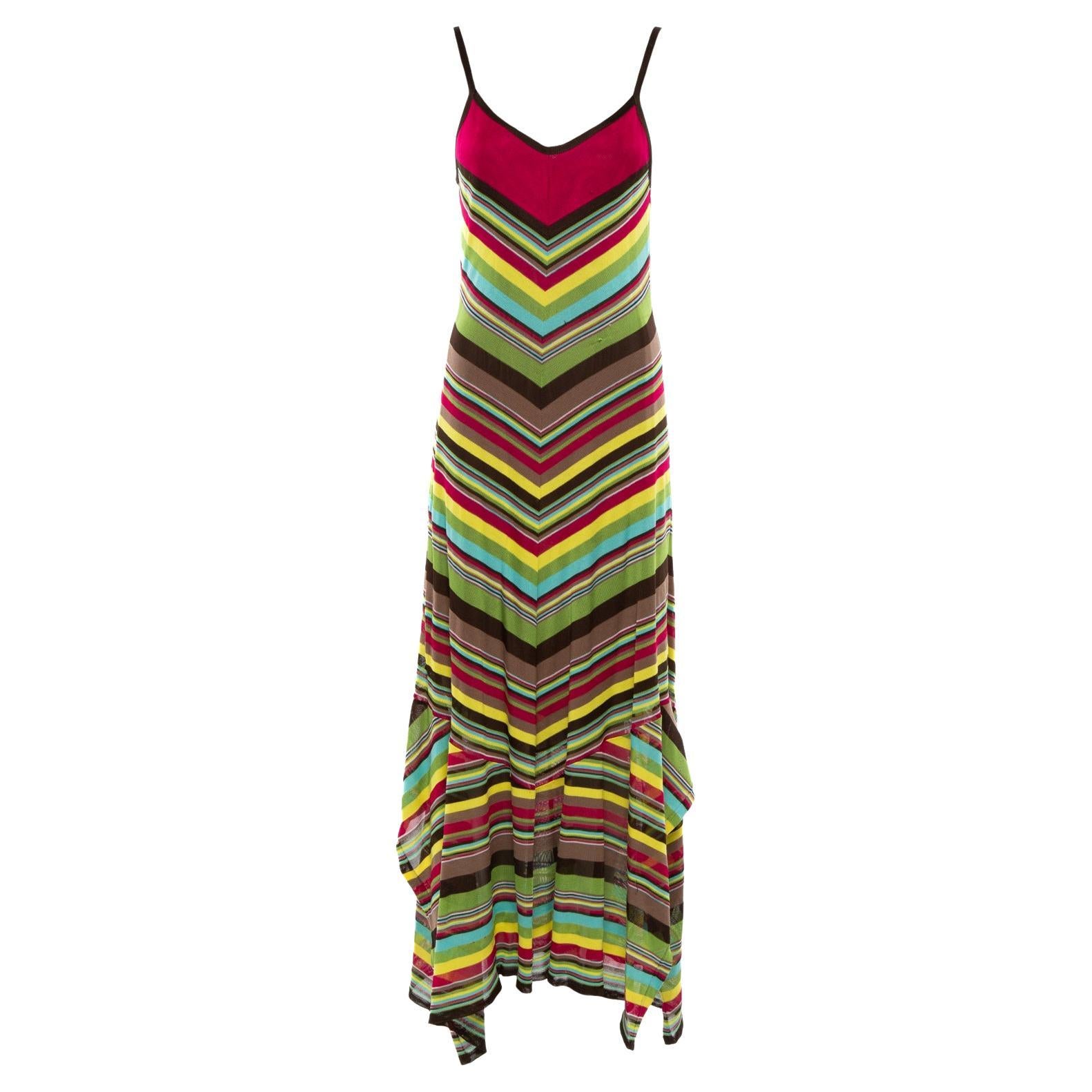 M Missoni Marled Bicolor Mesh Insert Cut Out Detail Striped Sleeveless ...