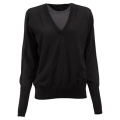 Pre-Loved Maison Margiela Women's Black and Grey Layered Knit Jumper